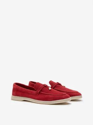 LUNA BLU Red Faux-Suede Loafers