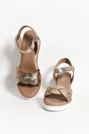 Medina Champagne Leather Wedge