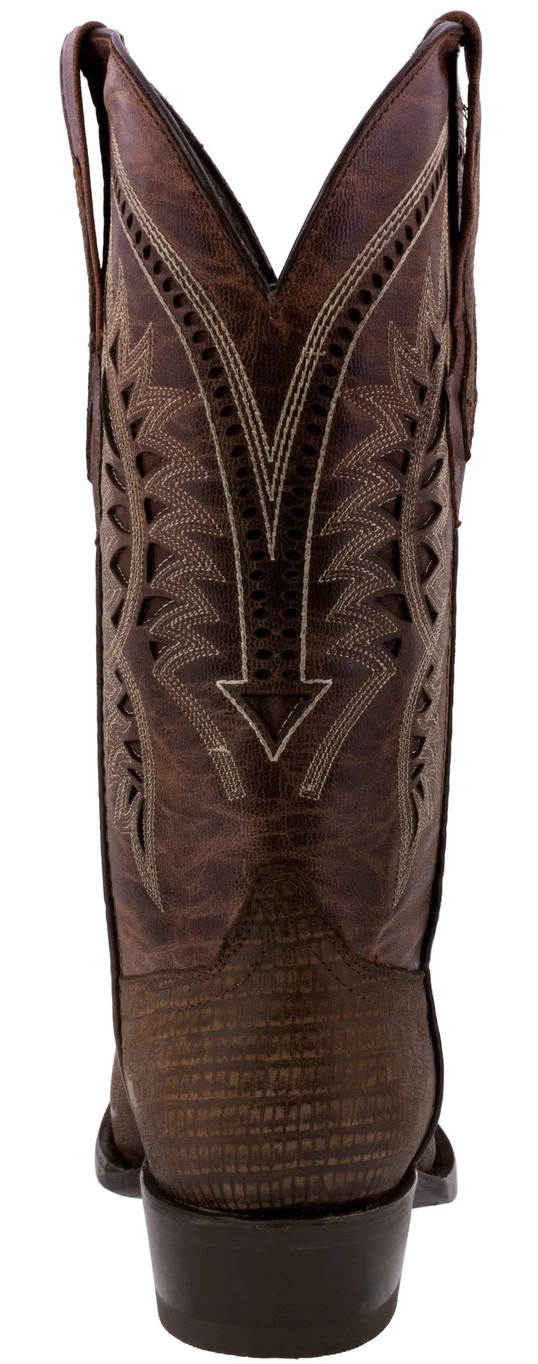 Mens Cognac Teju Lizard Print Leather Cowboy Boots Snip Toe