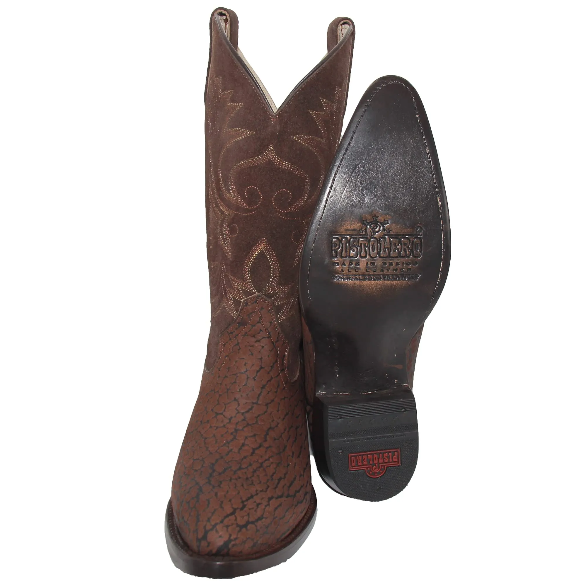 Men’s Genuine Leather J Toe Bull Neck Print Cowboy Boot