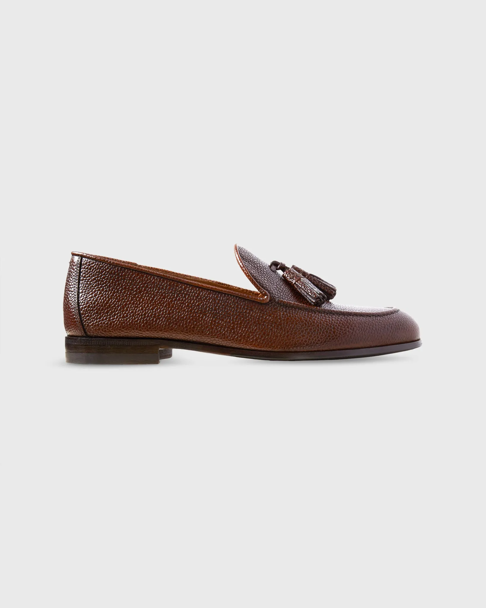 Nassau Tassel Loafer in Tobacco Pebble Grain Leather