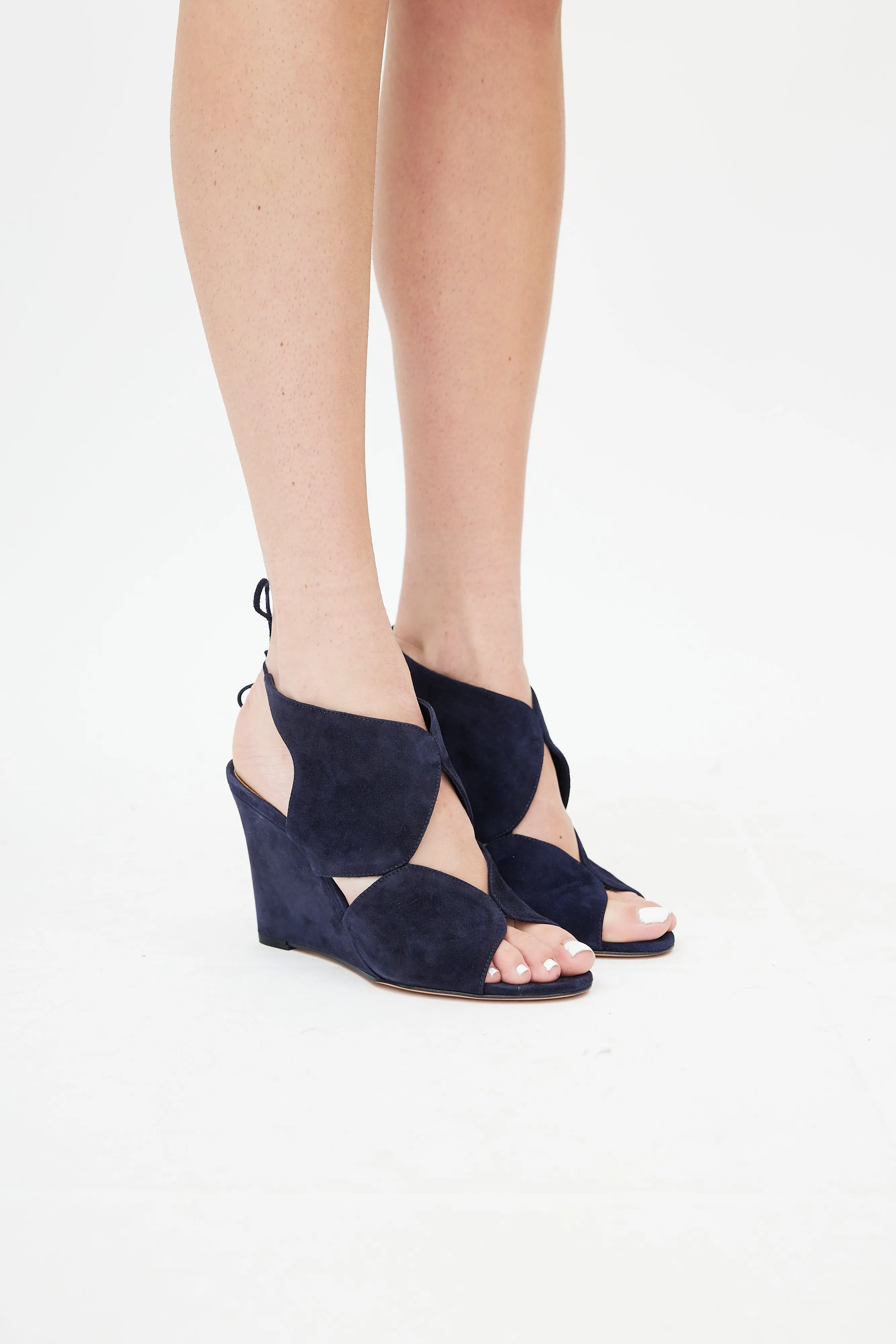 Navy Suede Iman 85 Wedge