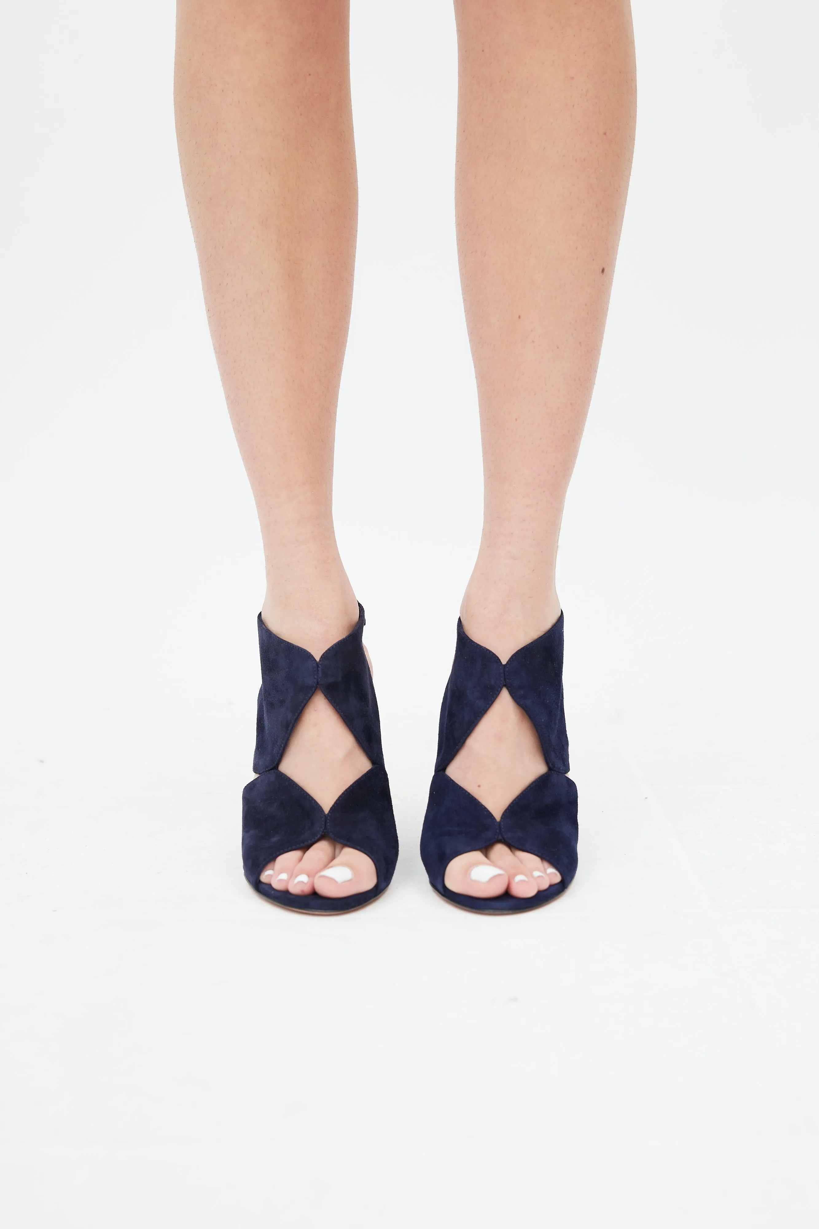 Navy Suede Iman 85 Wedge