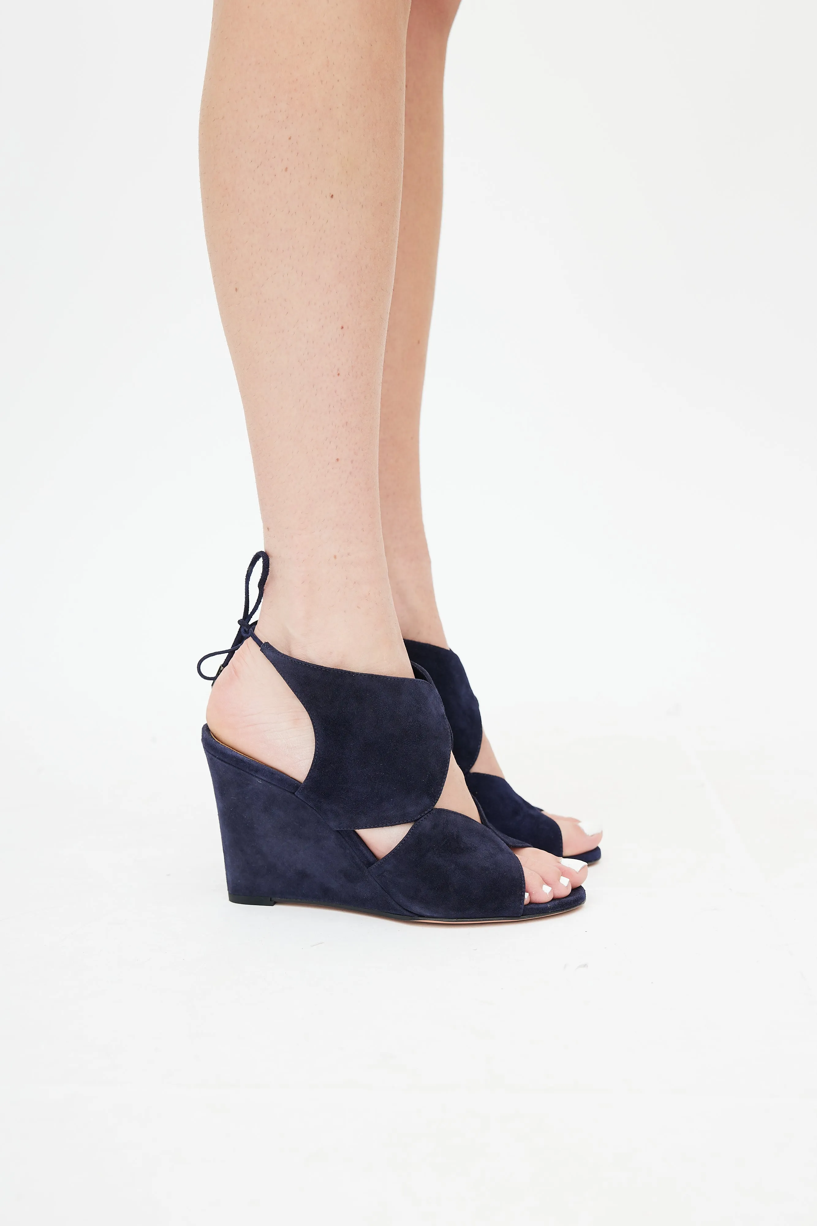 Navy Suede Iman 85 Wedge