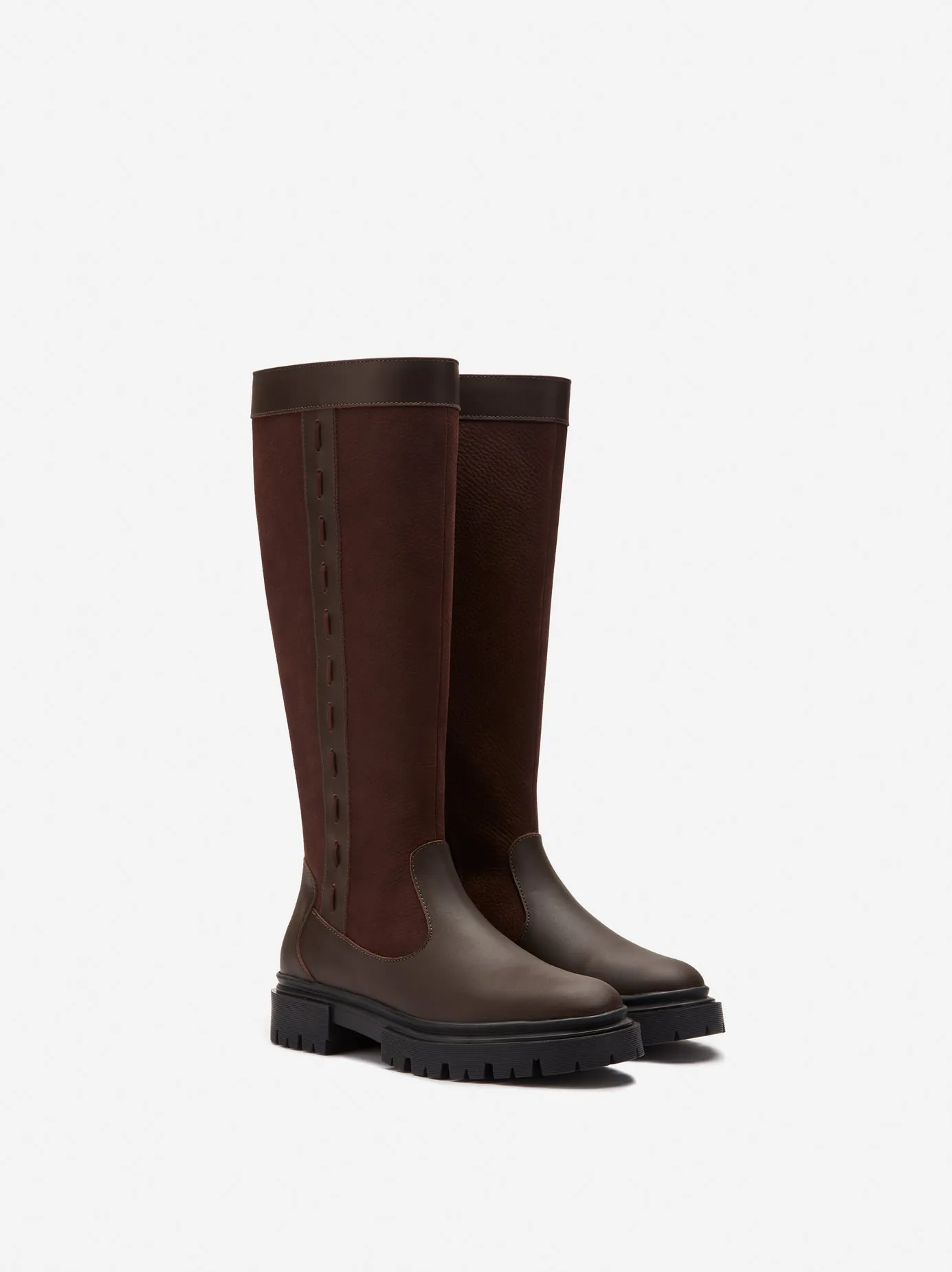 Oakford Knee High Boots in Dark Brown Leather