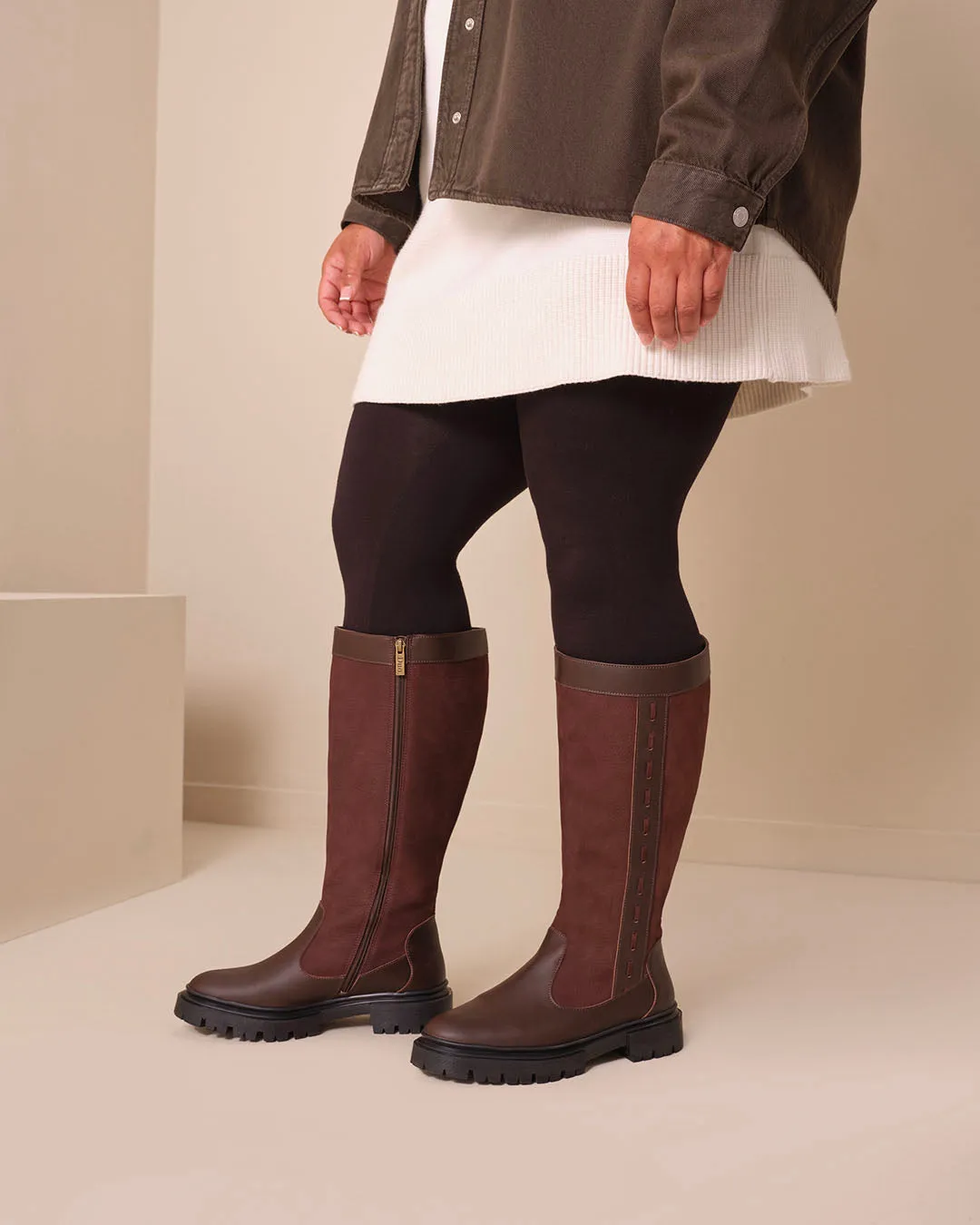 Oakford Knee High Boots in Dark Brown Leather