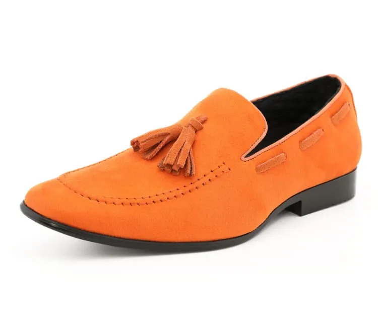 Orange Men's Slip-on Suede Tassel Loafer Dress Casual Shoes