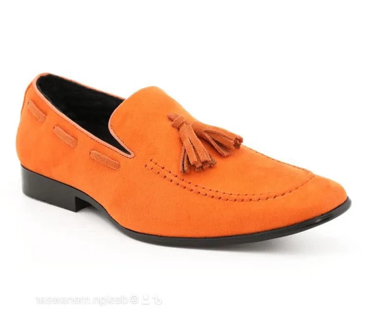 Orange Men's Slip-on Suede Tassel Loafer Dress Casual Shoes