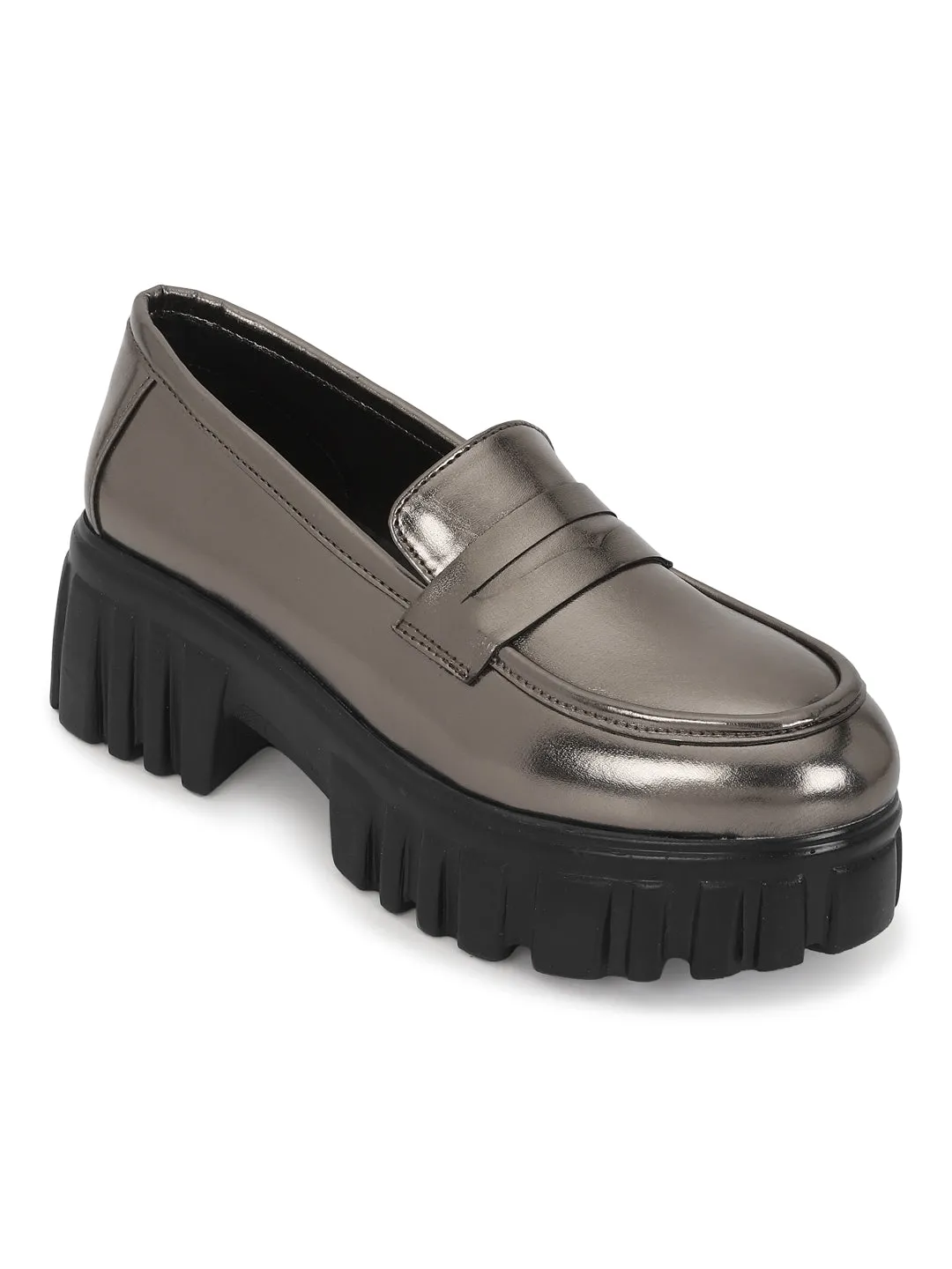 Pewter PU Block Loafers (TC-ANA-7981-PEW)