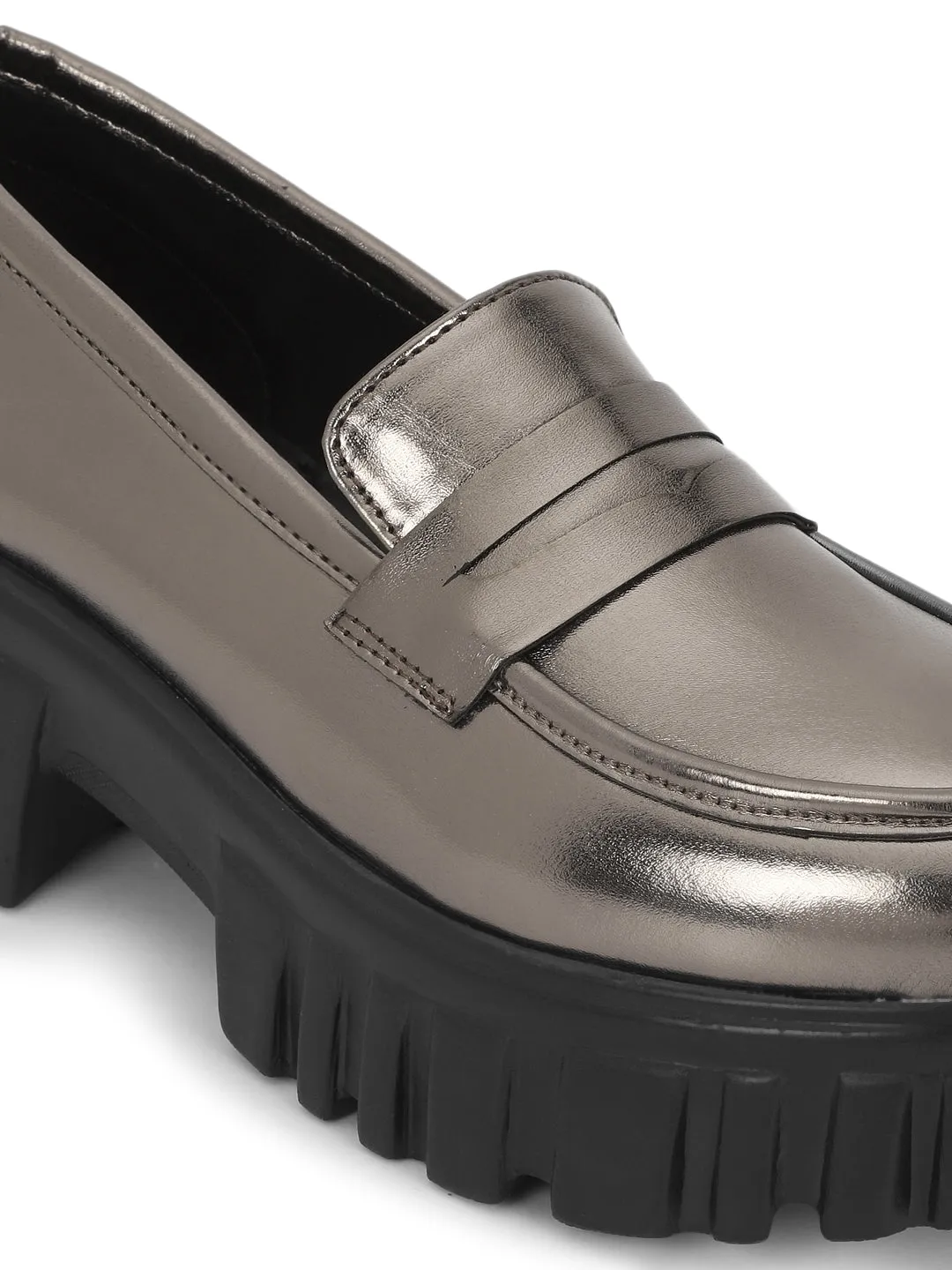 Pewter PU Block Loafers (TC-ANA-7981-PEW)