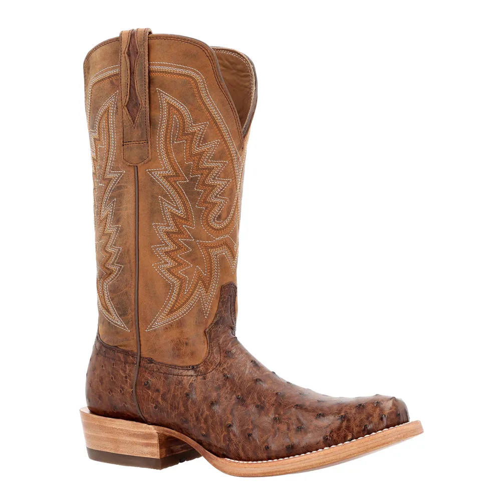 PRCA Collection Full-Quill Embroidered Ostrich Square Toe Cowboy Boots