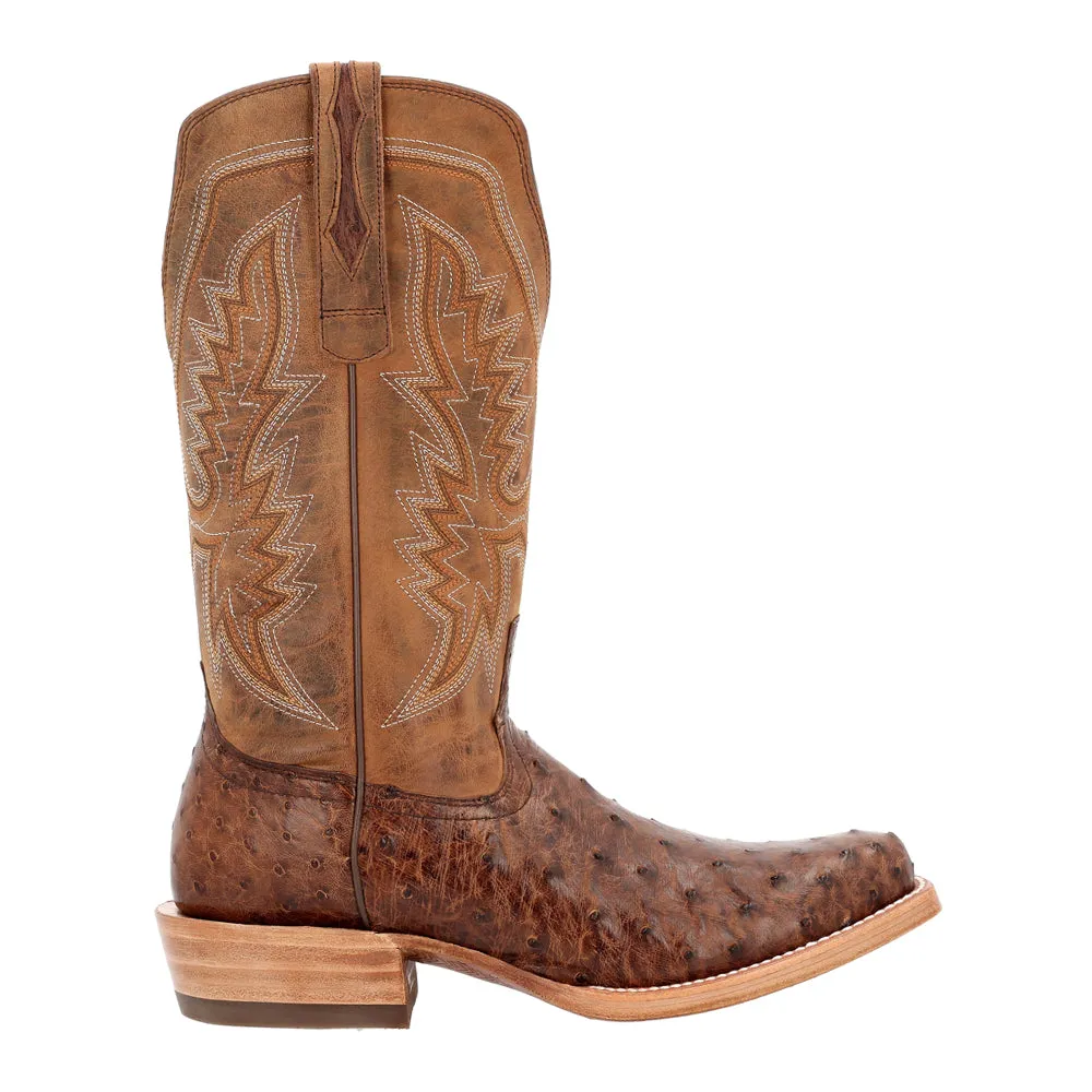 PRCA Collection Full-Quill Embroidered Ostrich Square Toe Cowboy Boots