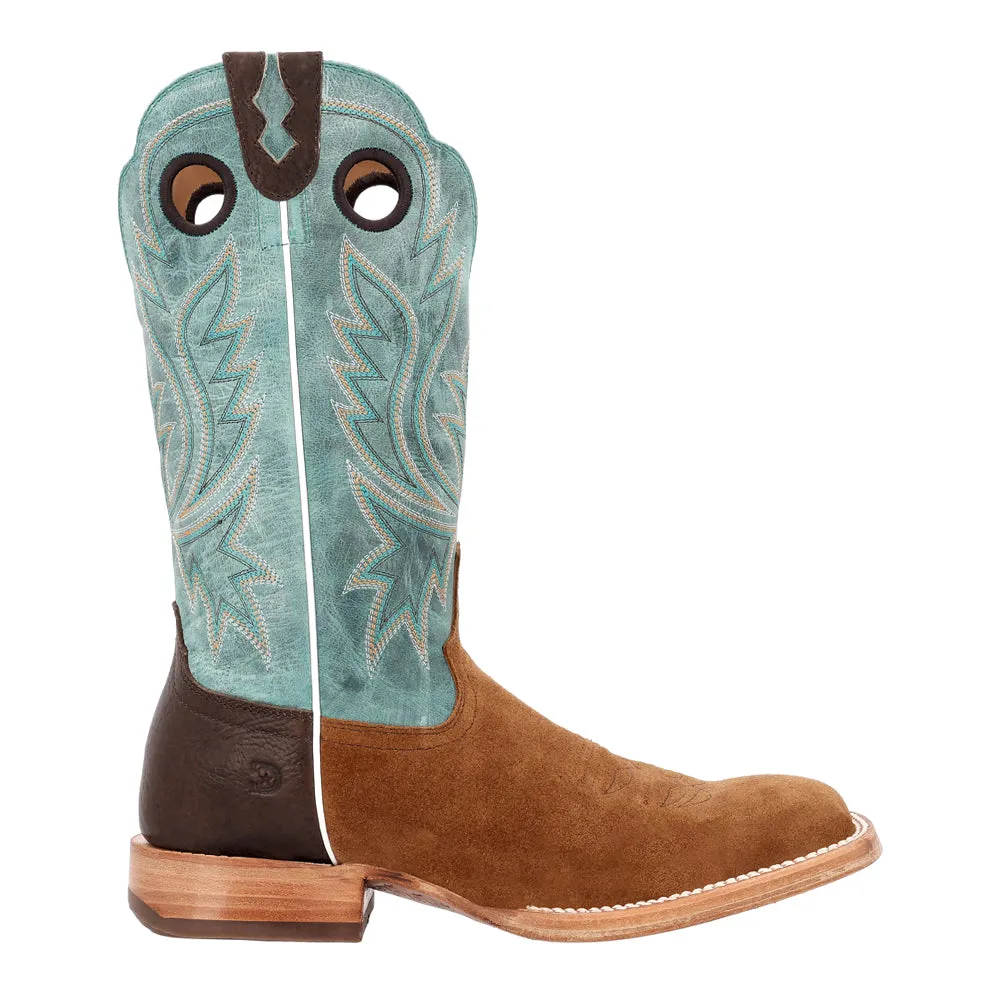 PRCA Collection Roughout Embroidered Square Toe Cowboy Boots