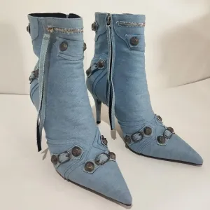 Pre Order:  Rivets and Buckles Denim Boots