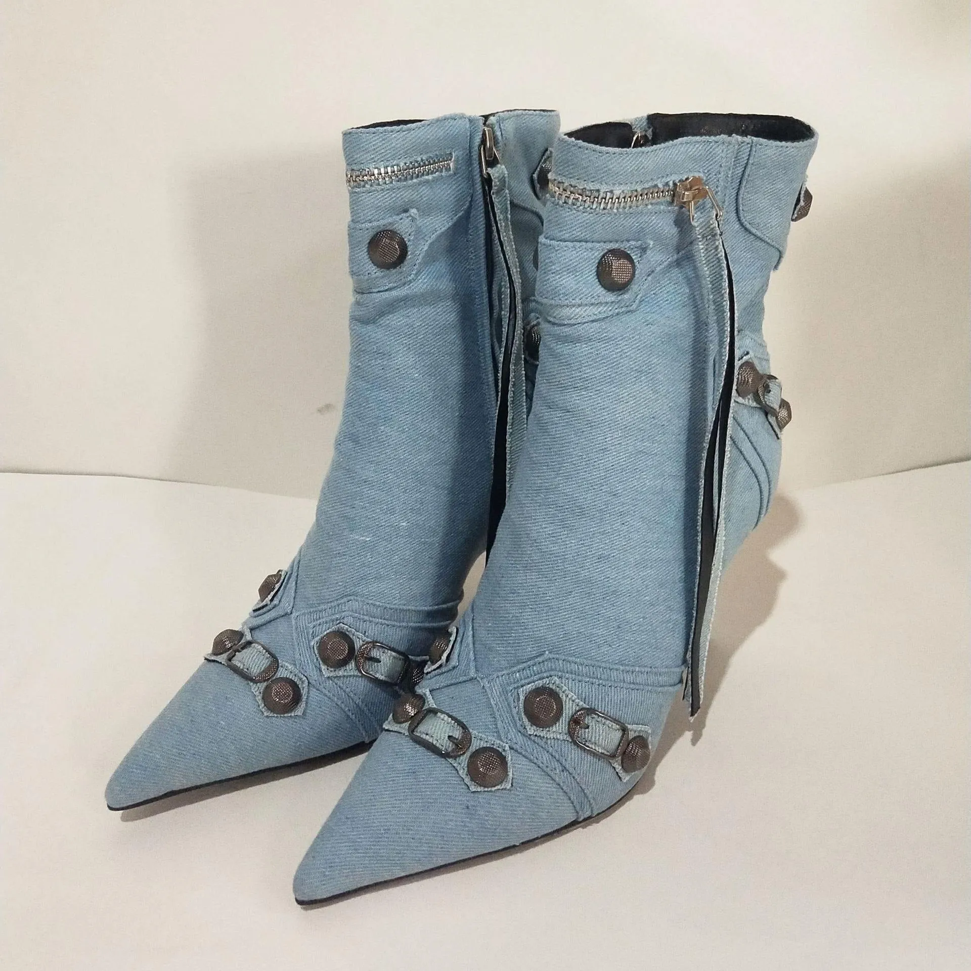 Pre Order:  Rivets and Buckles Denim Boots