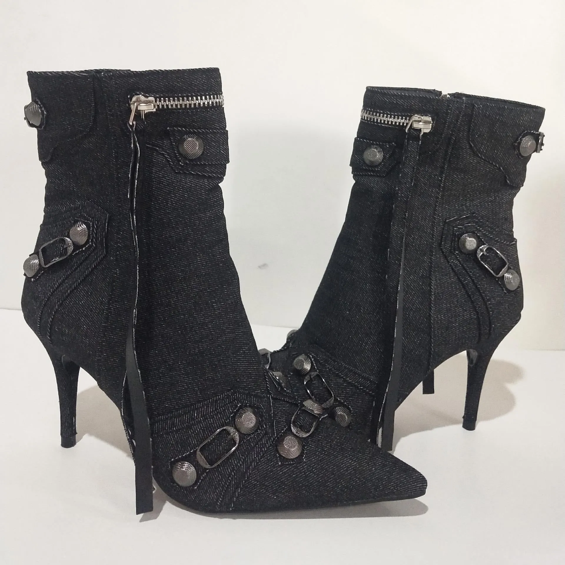 Pre Order:  Rivets and Buckles Denim Boots