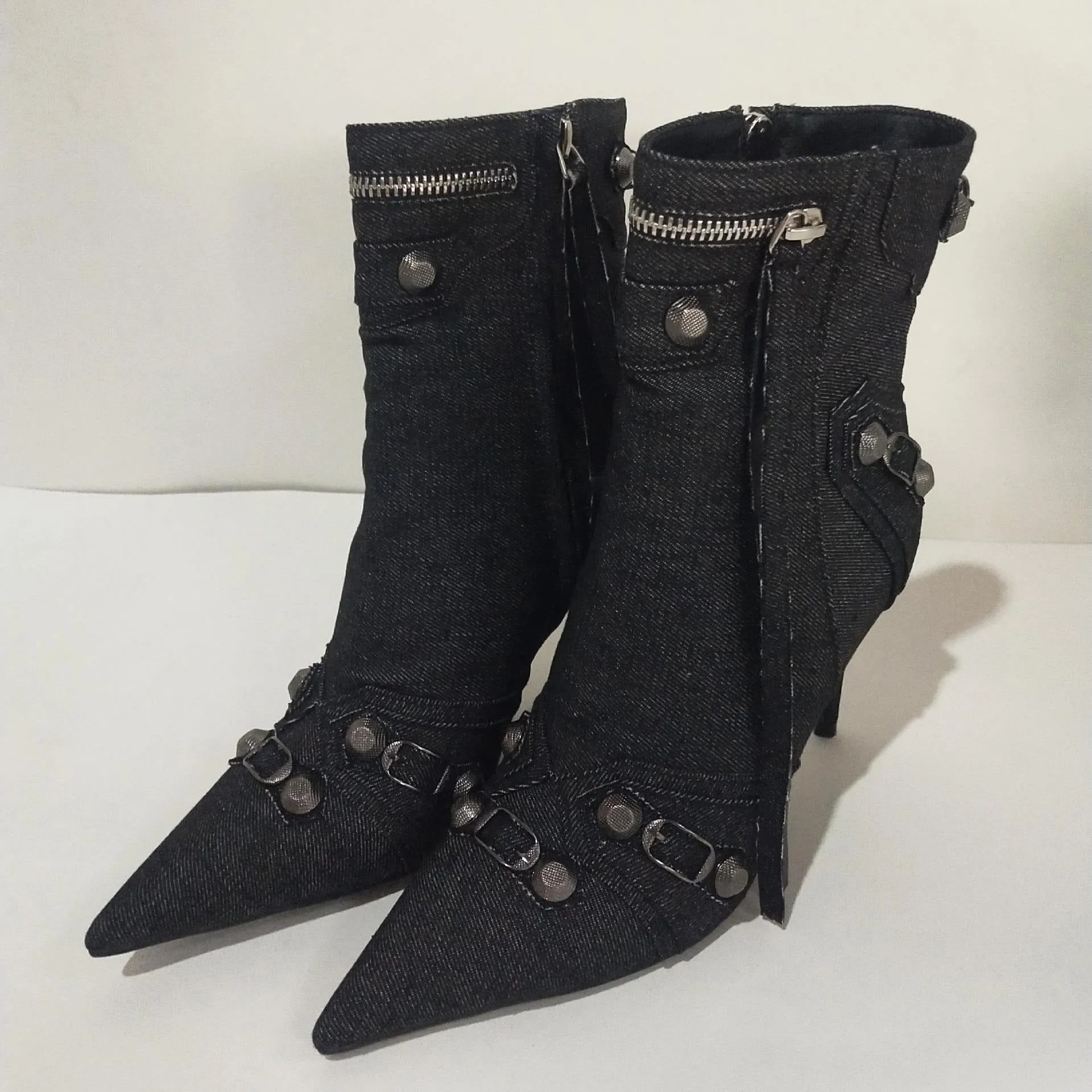 Pre Order:  Rivets and Buckles Denim Boots