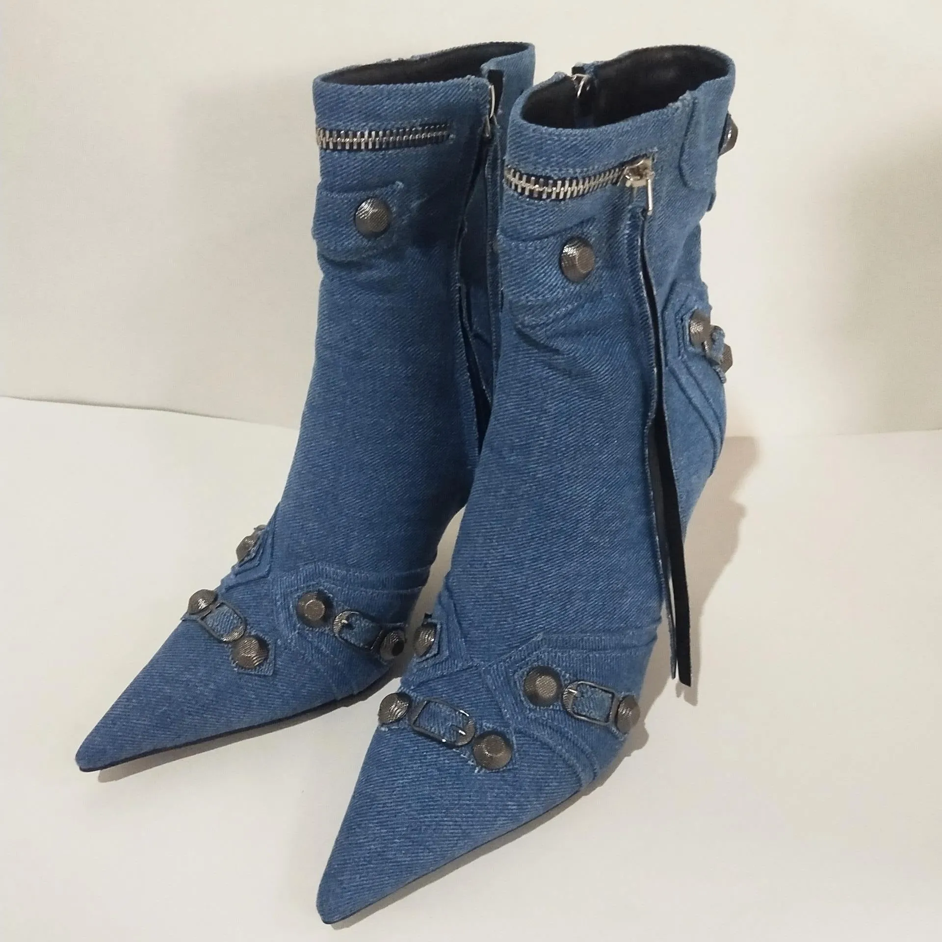 Pre Order:  Rivets and Buckles Denim Boots