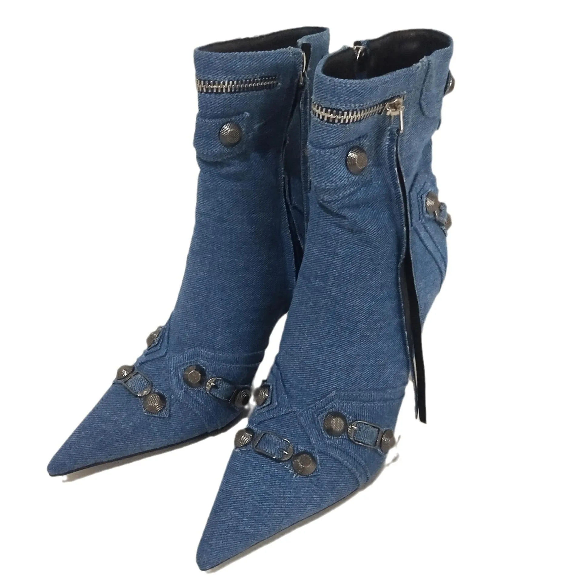 Pre Order:  Rivets and Buckles Denim Boots