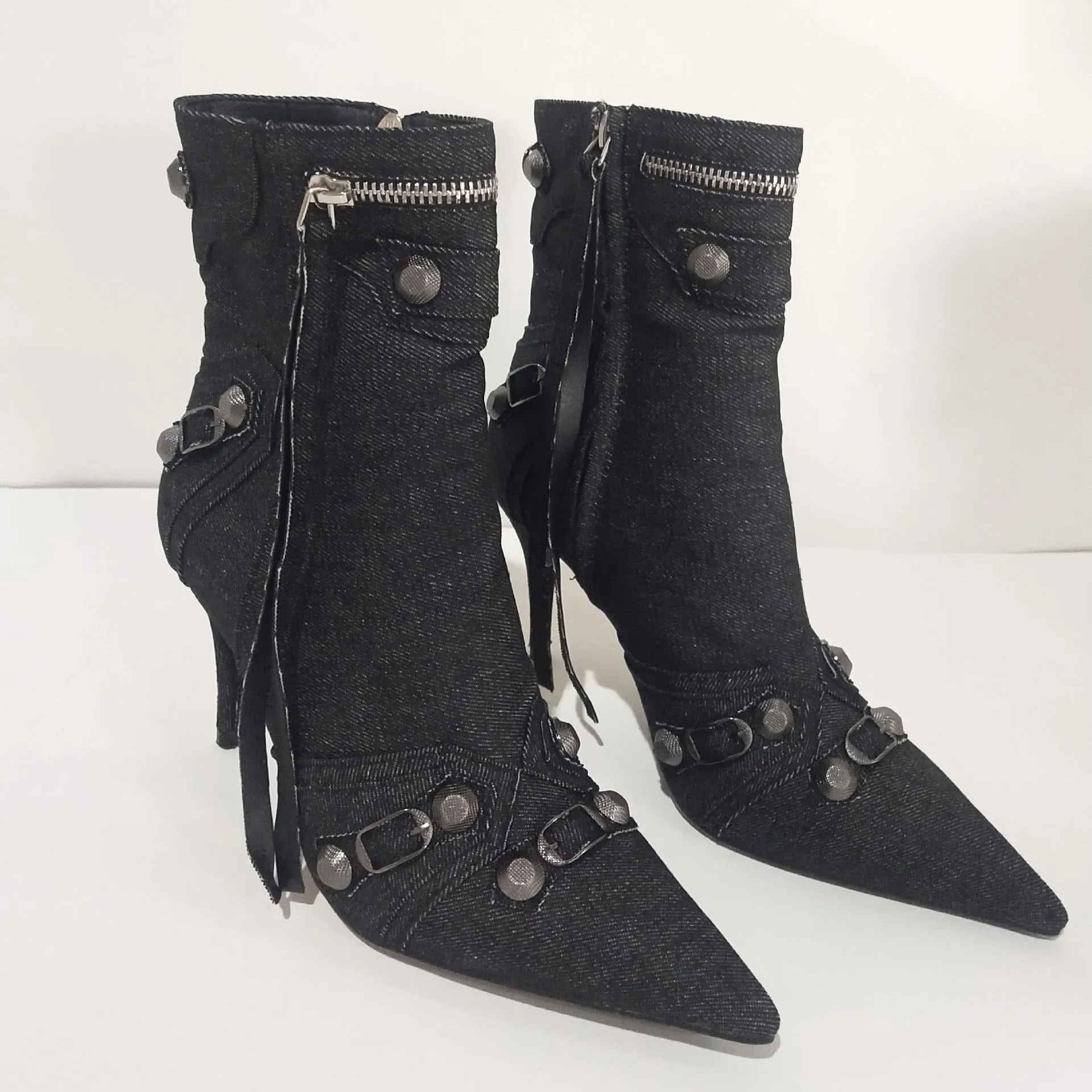 Pre Order:  Rivets and Buckles Denim Boots