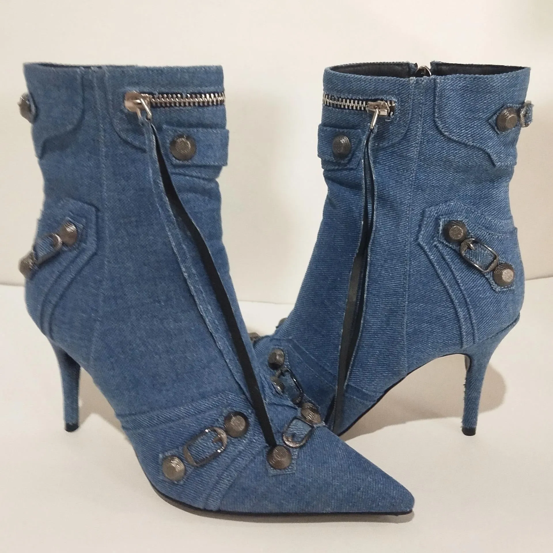 Pre Order:  Rivets and Buckles Denim Boots