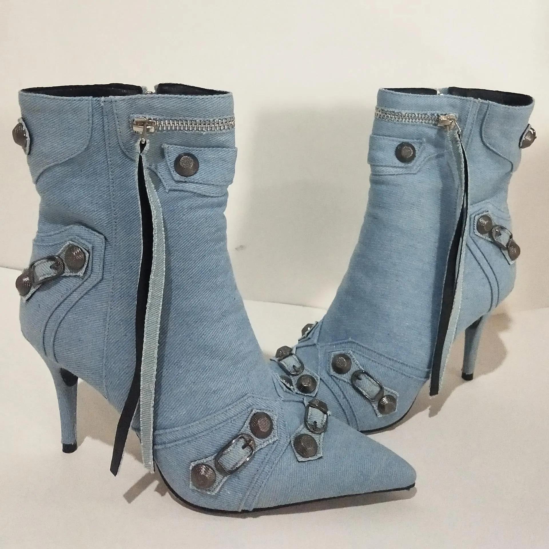 Pre Order:  Rivets and Buckles Denim Boots