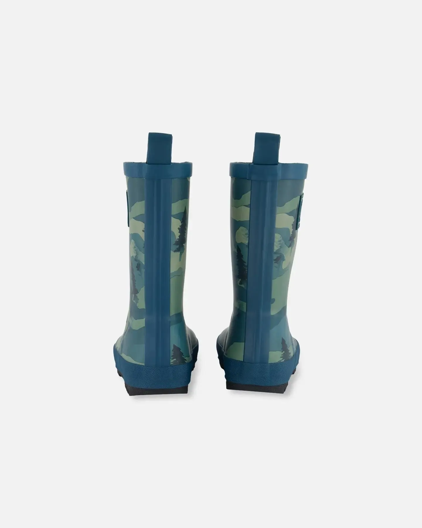 Printed Rain Boots Forest Green With Black Pines