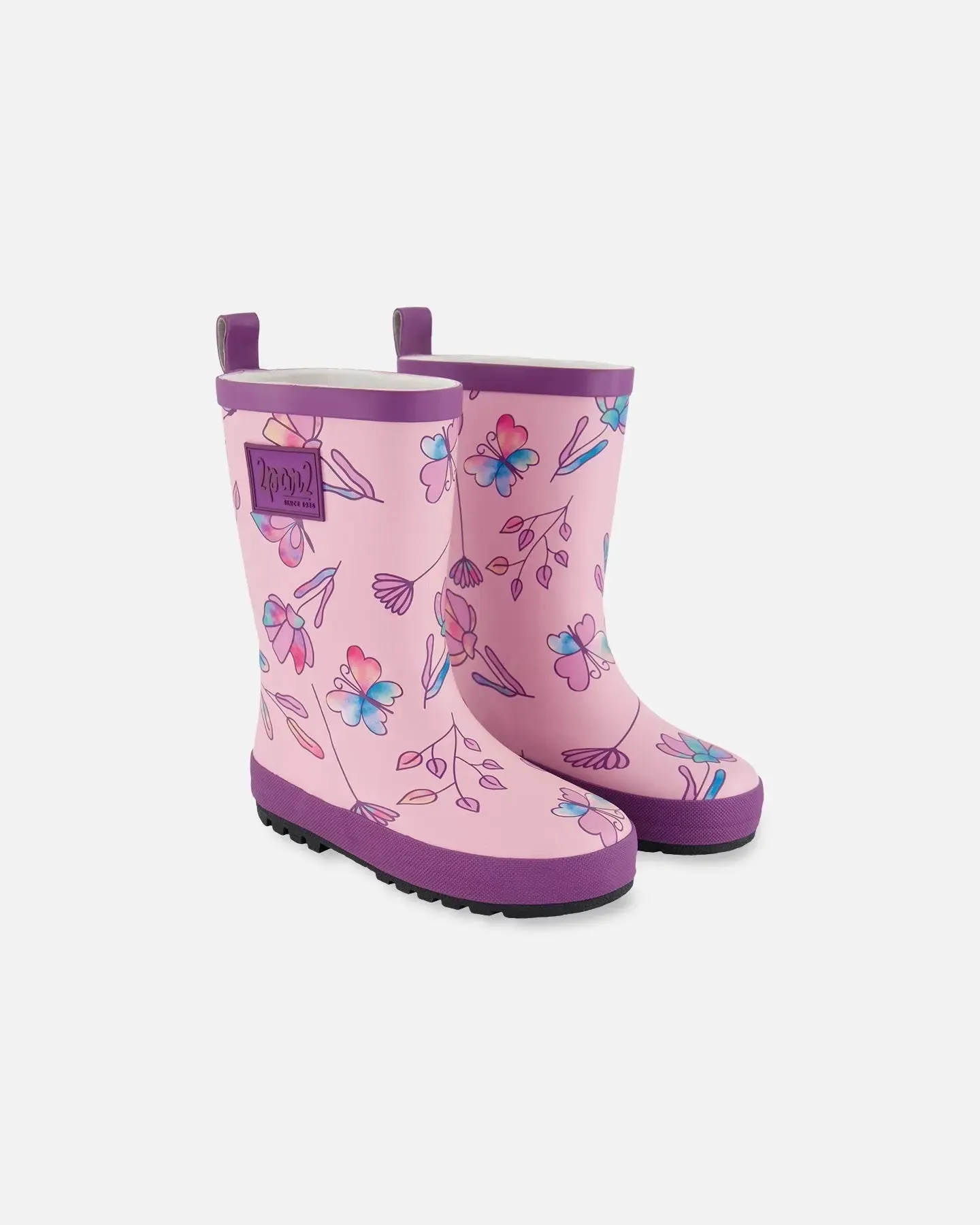 Printed Rain Boots Lilac And Multicolored Butterfly