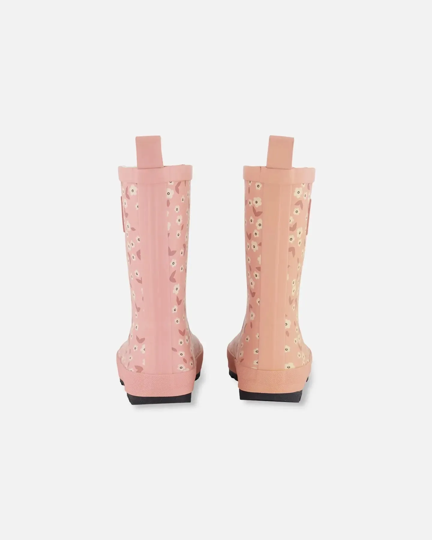 Printed Rain Boots Small White Flowers On Pale Pink