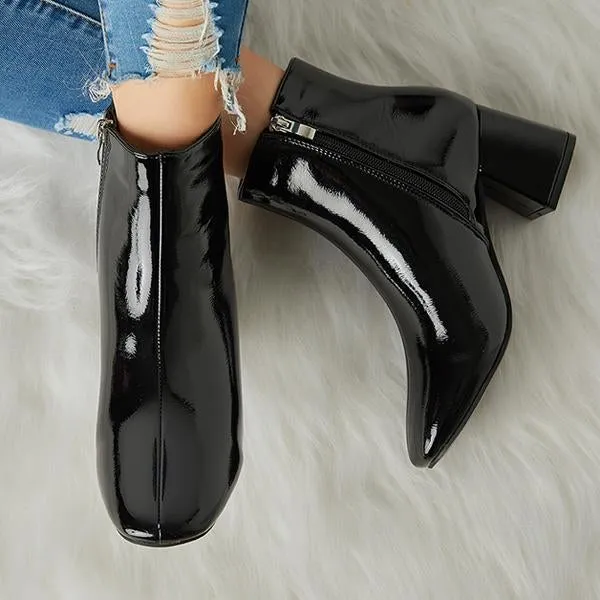 Purpdrank - Women's Winter Warm Patent Leather Shiny Pointed Boots