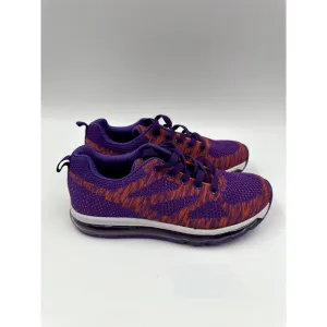 Purple and Orange Knit Low Top Sneakers with Purple Laces and Air Max Type Sole