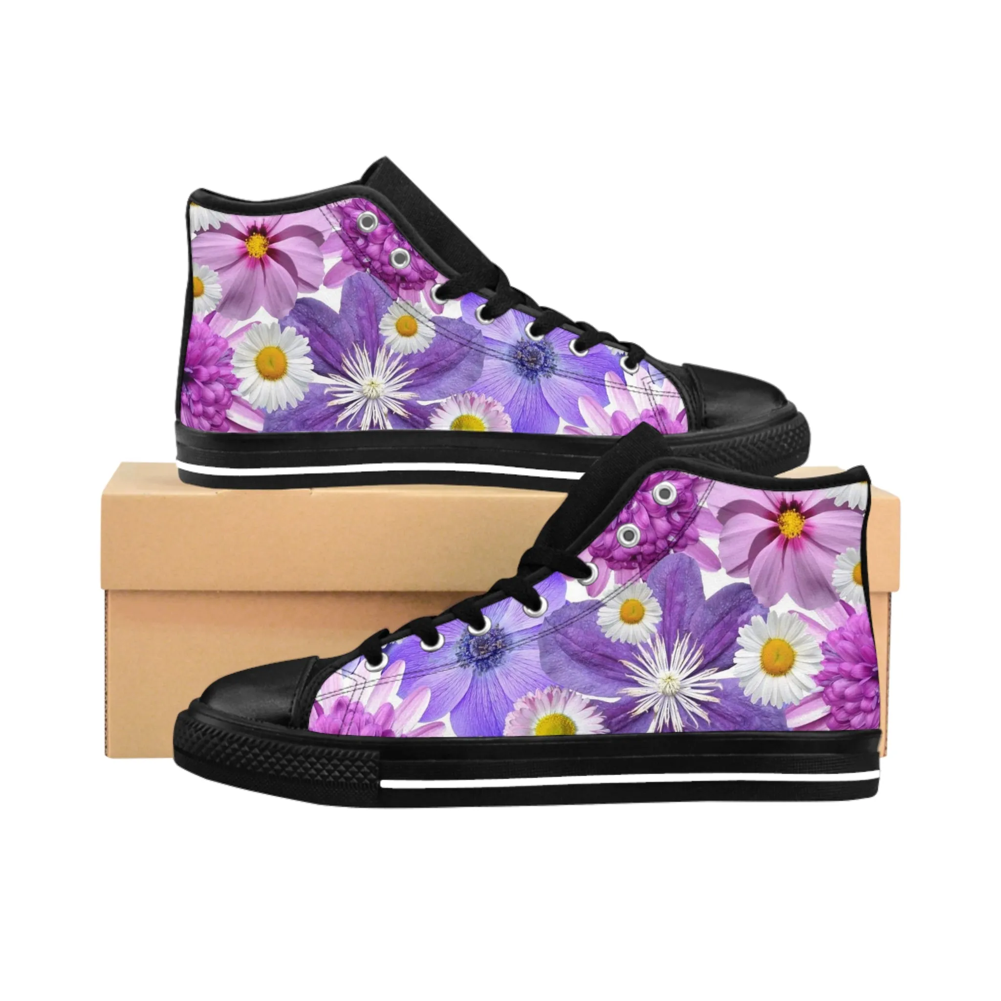 Purple Flowers - Inovax Women's Classic Sneakers