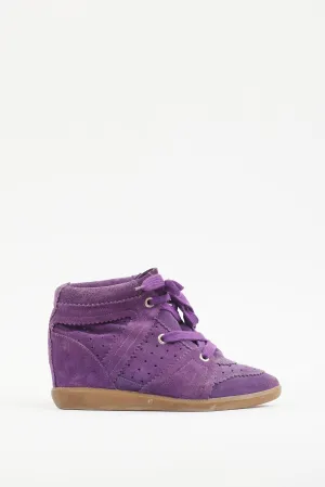 Purple Suede Bobby Sneaker Wedge