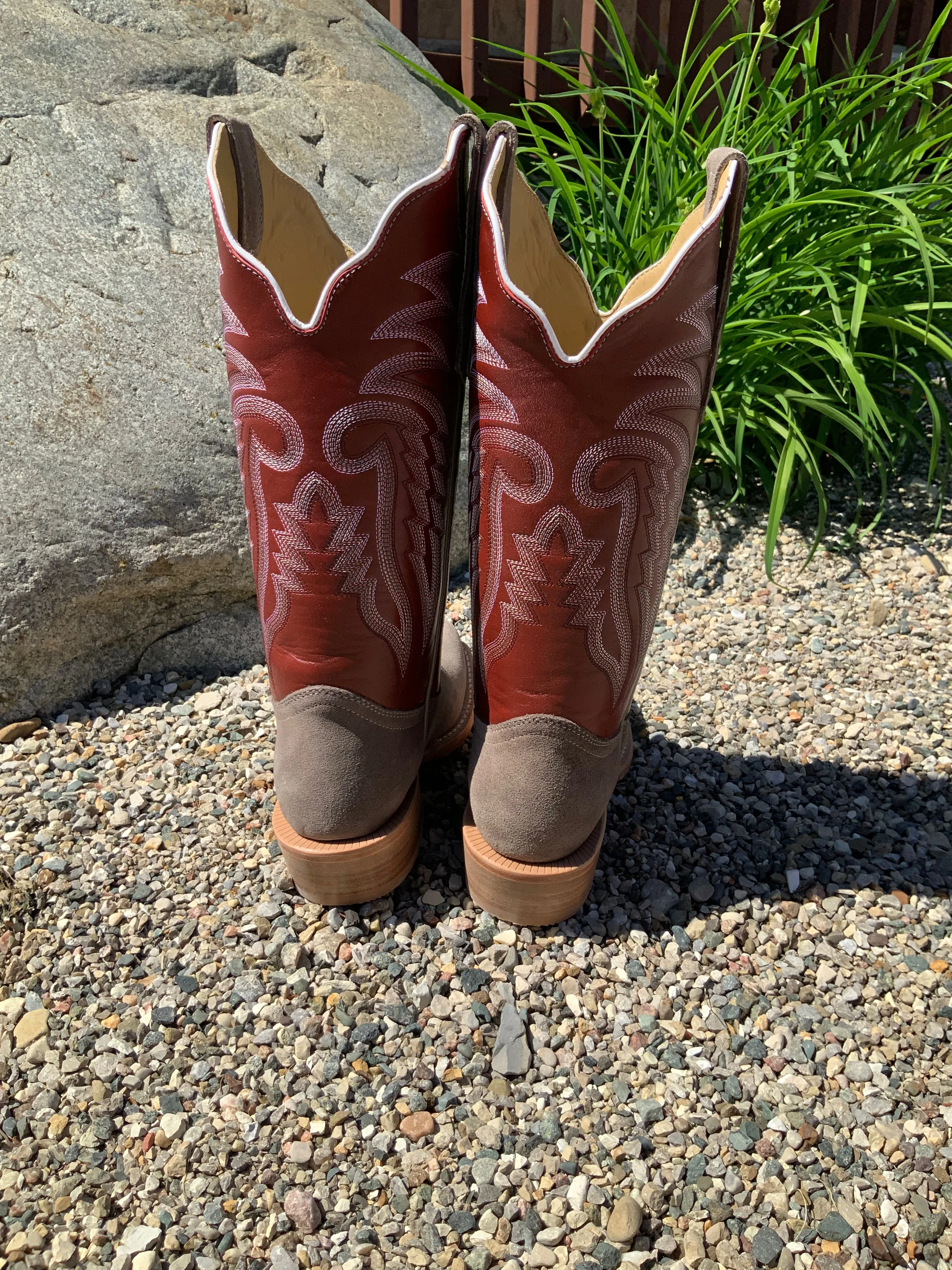 R. Watson Women's Charcoal Rough Out Cutter Toe Cowgirl Boots RWL8412