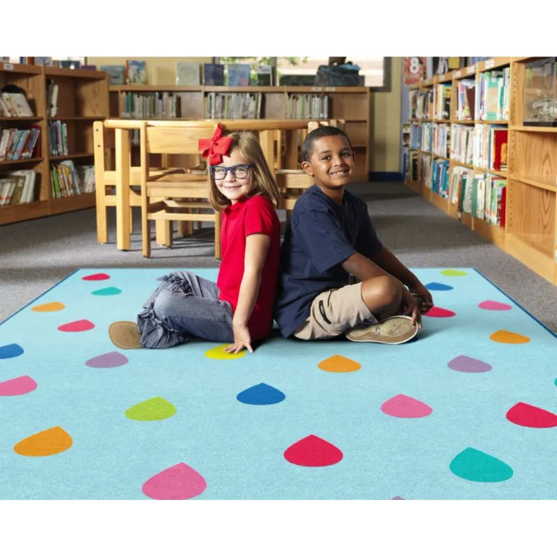 Rain on Blue Classroom Area Rug