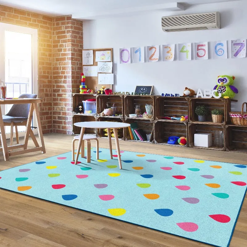 Rain on Blue Classroom Area Rug