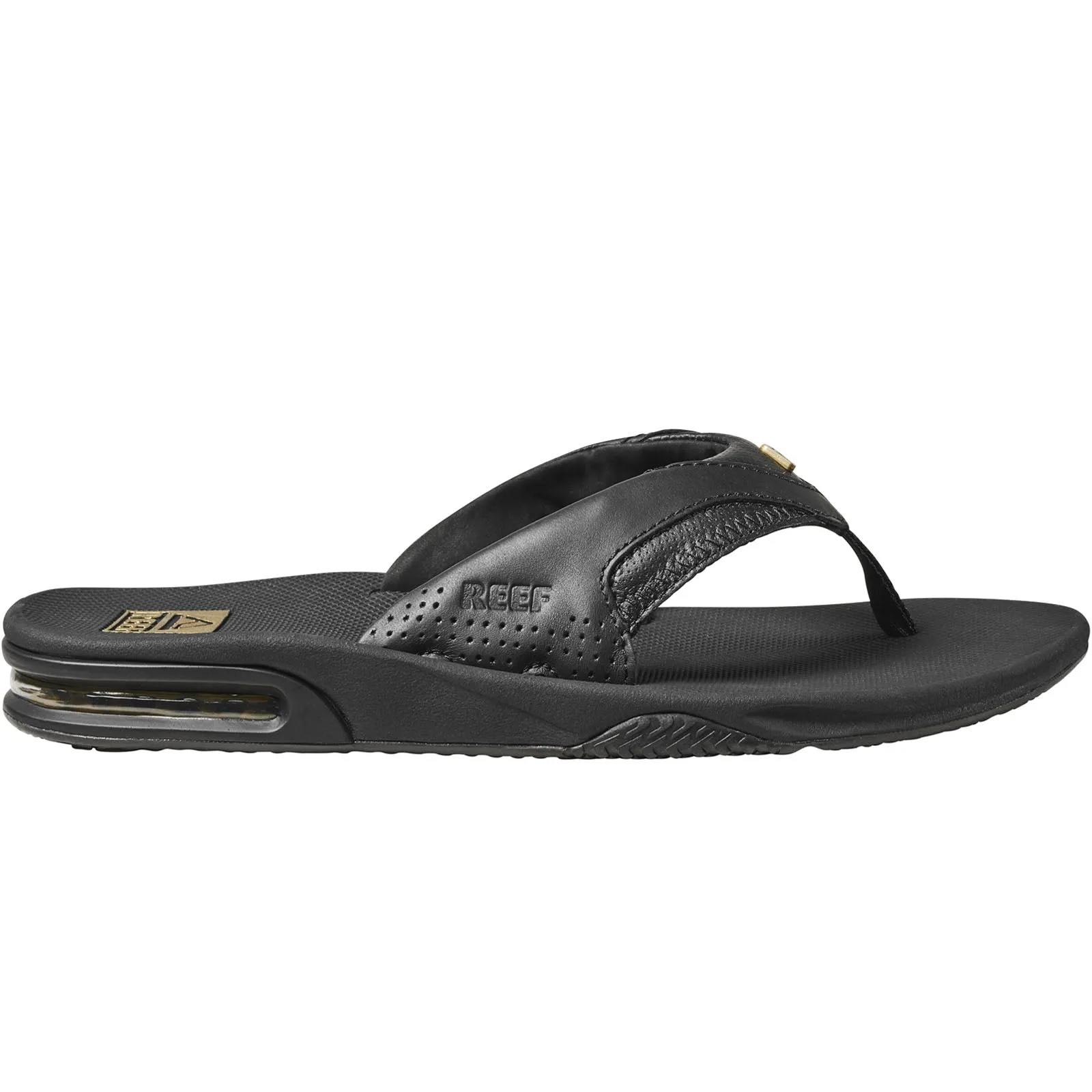 Reef Mens Fanning Leather Flip Flops - Abyss