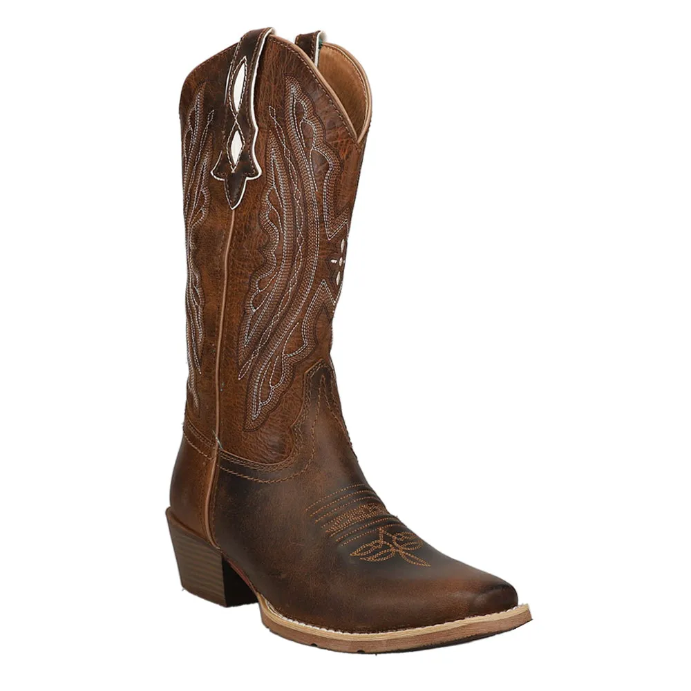 Rein Embroidered Tooled-Inlay Square Toe Cowboy Boots