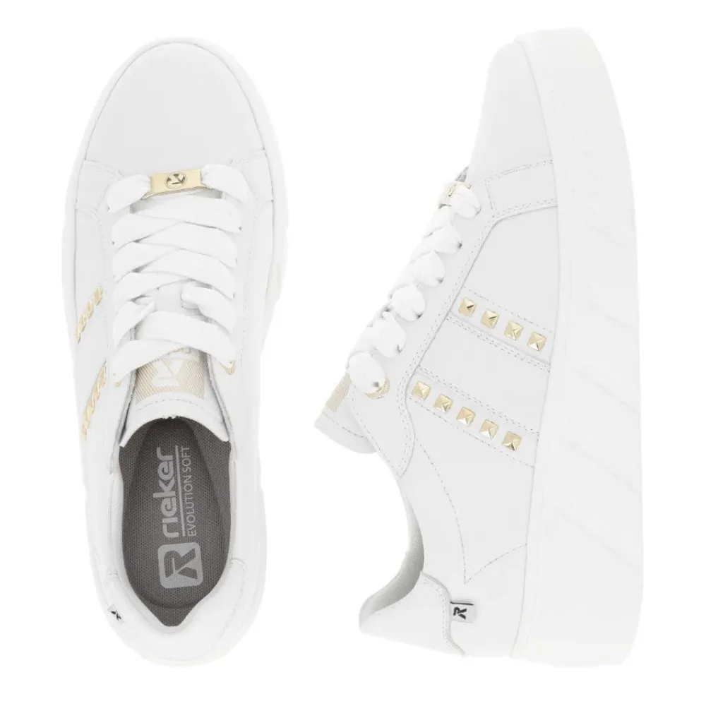 Rieker Carla 06 White Leather Sneaker (Women's)