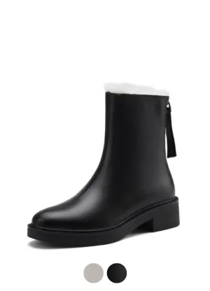 Sapene Women's Winter Leather Black Boots