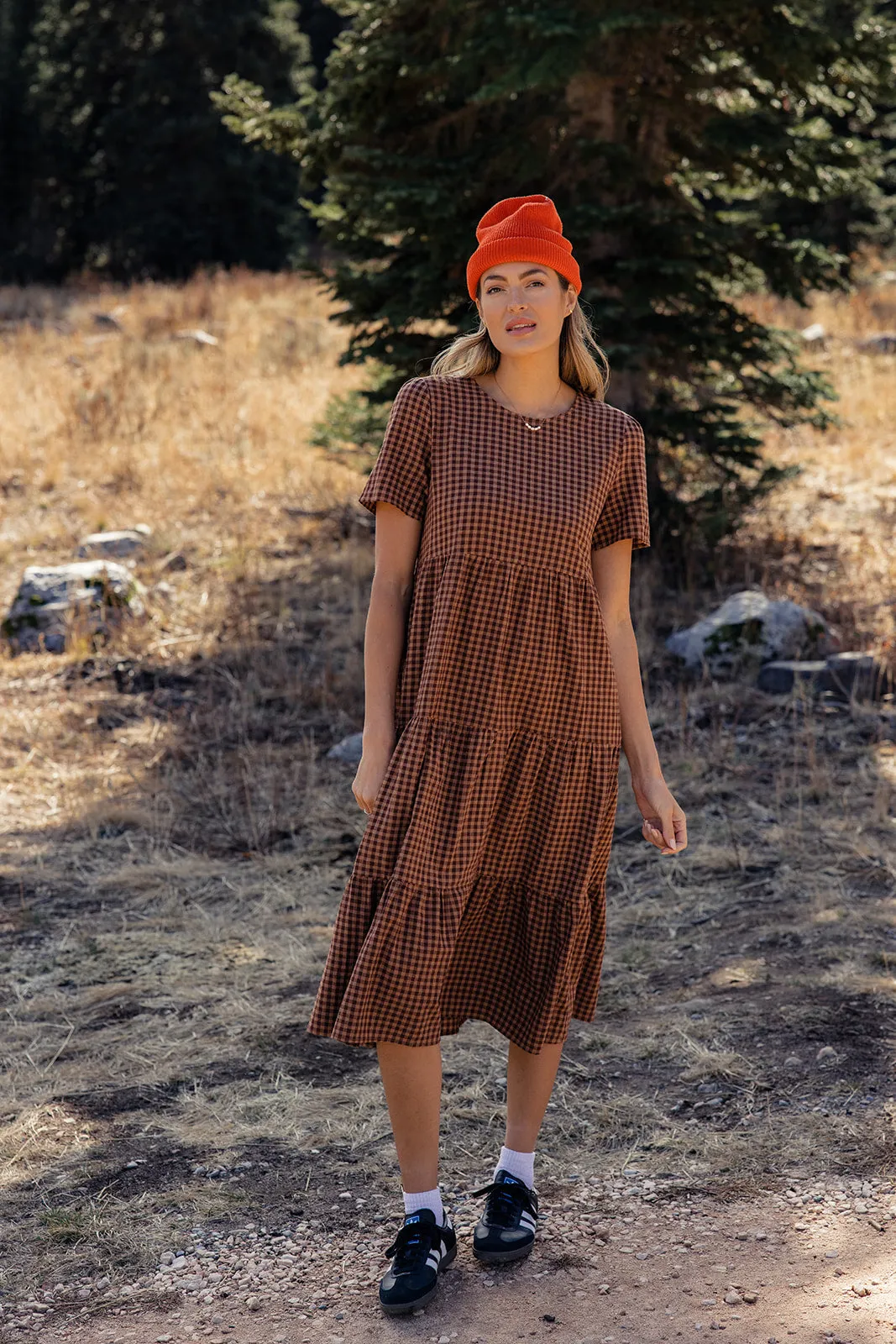 Seen the Rain Gingham Tiered Dress