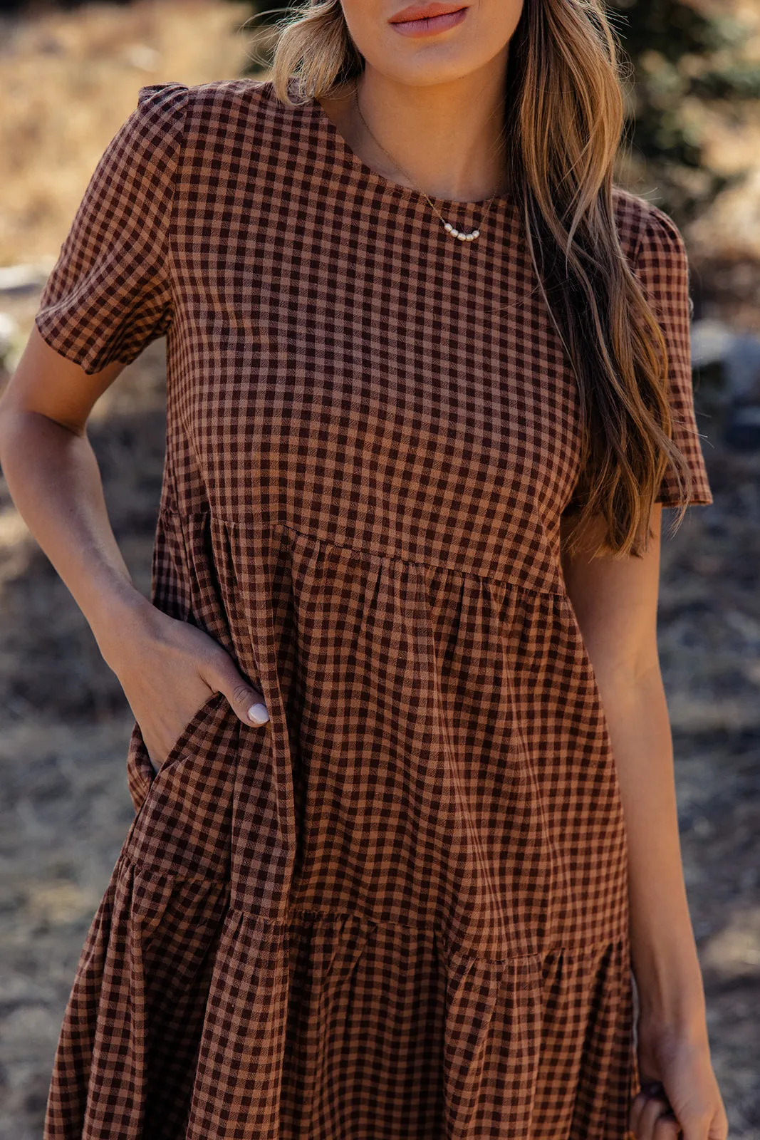 Seen the Rain Gingham Tiered Dress