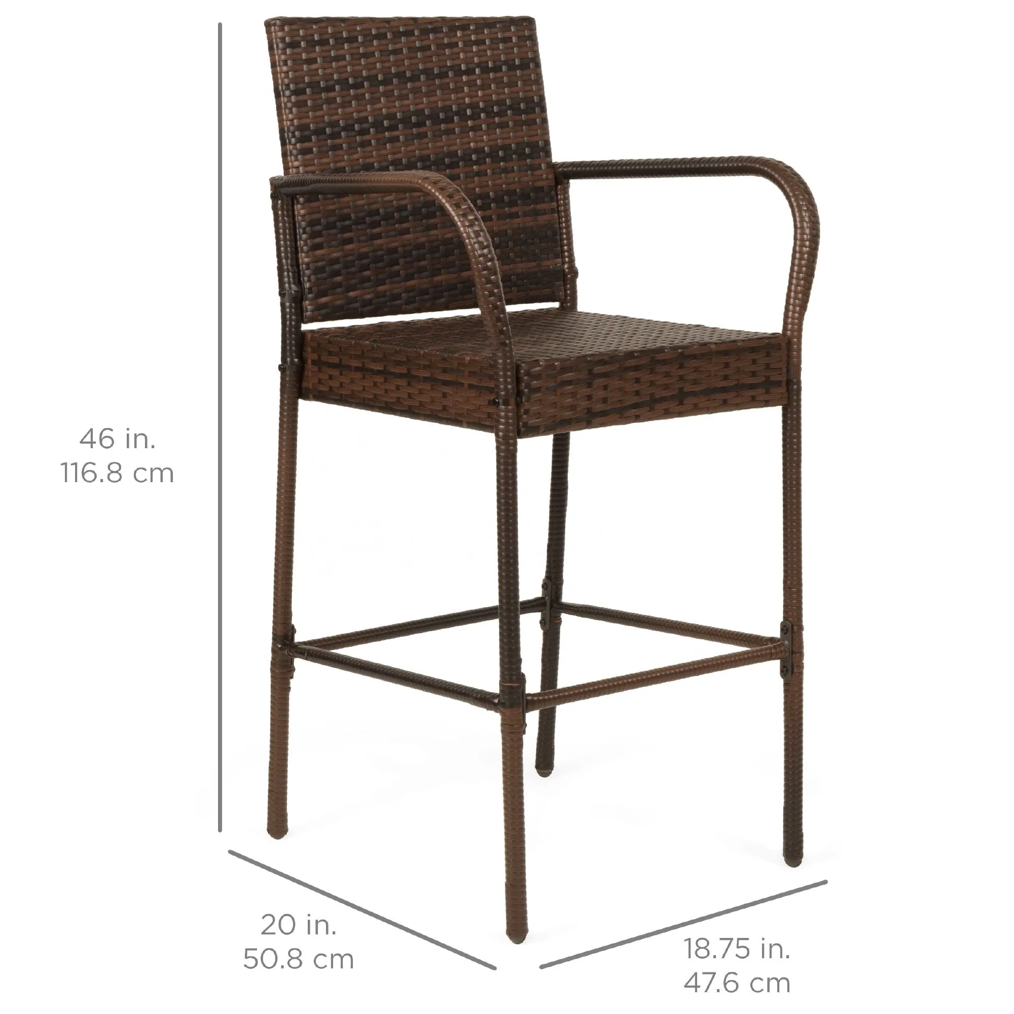 Set of 2 Indoor Outdoor Wicker Bar Stools