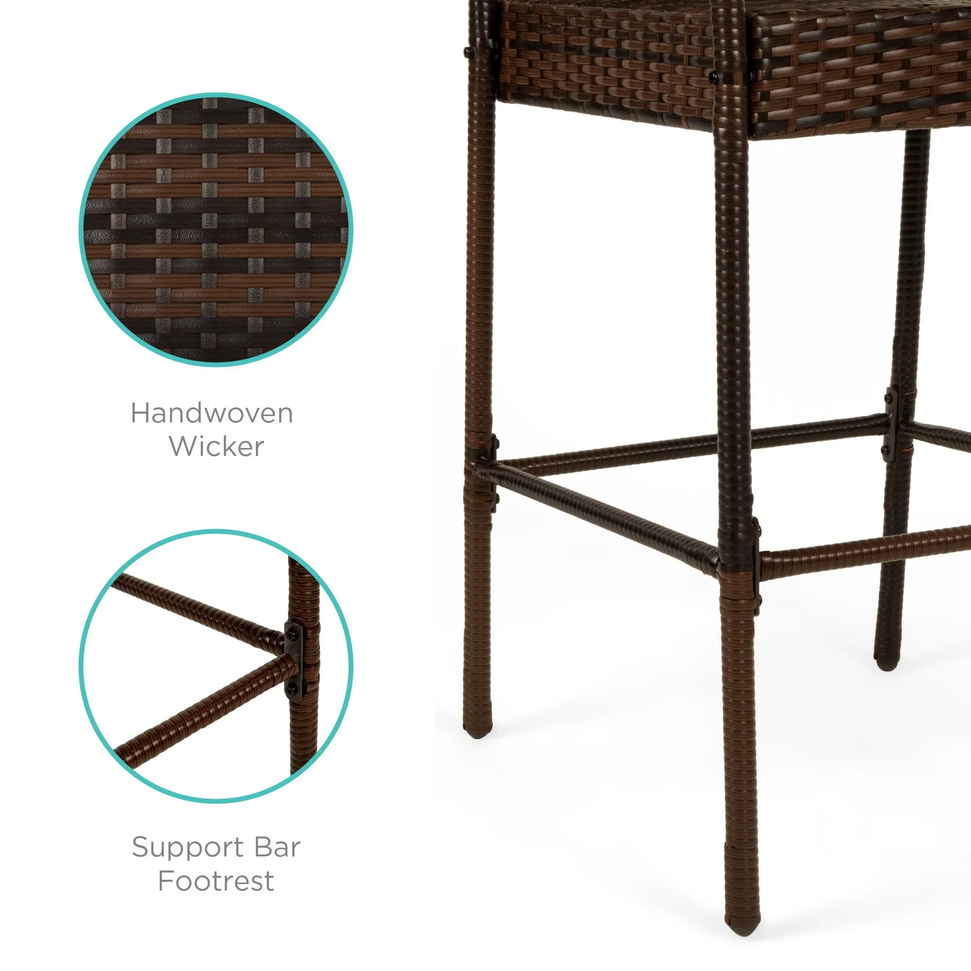 Set of 2 Indoor Outdoor Wicker Bar Stools