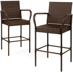 Set of 2 Indoor Outdoor Wicker Bar Stools