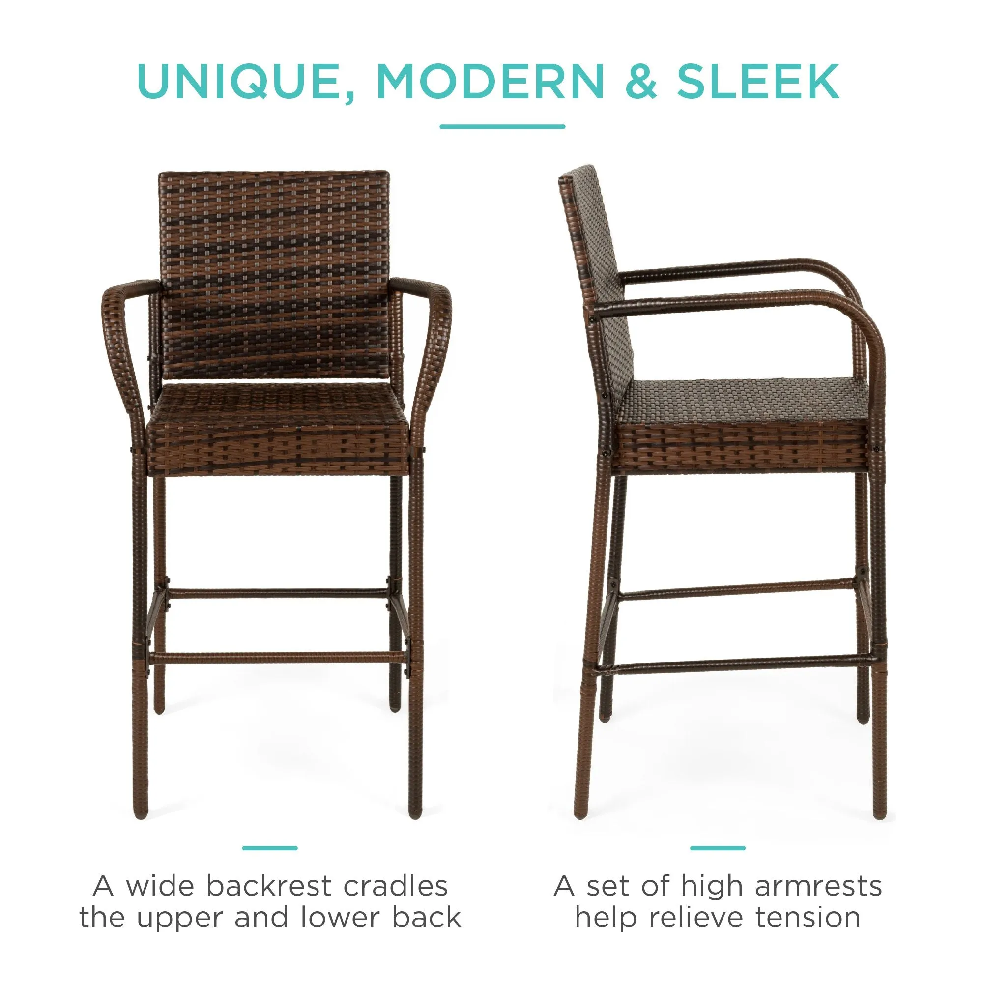 Set of 2 Indoor Outdoor Wicker Bar Stools