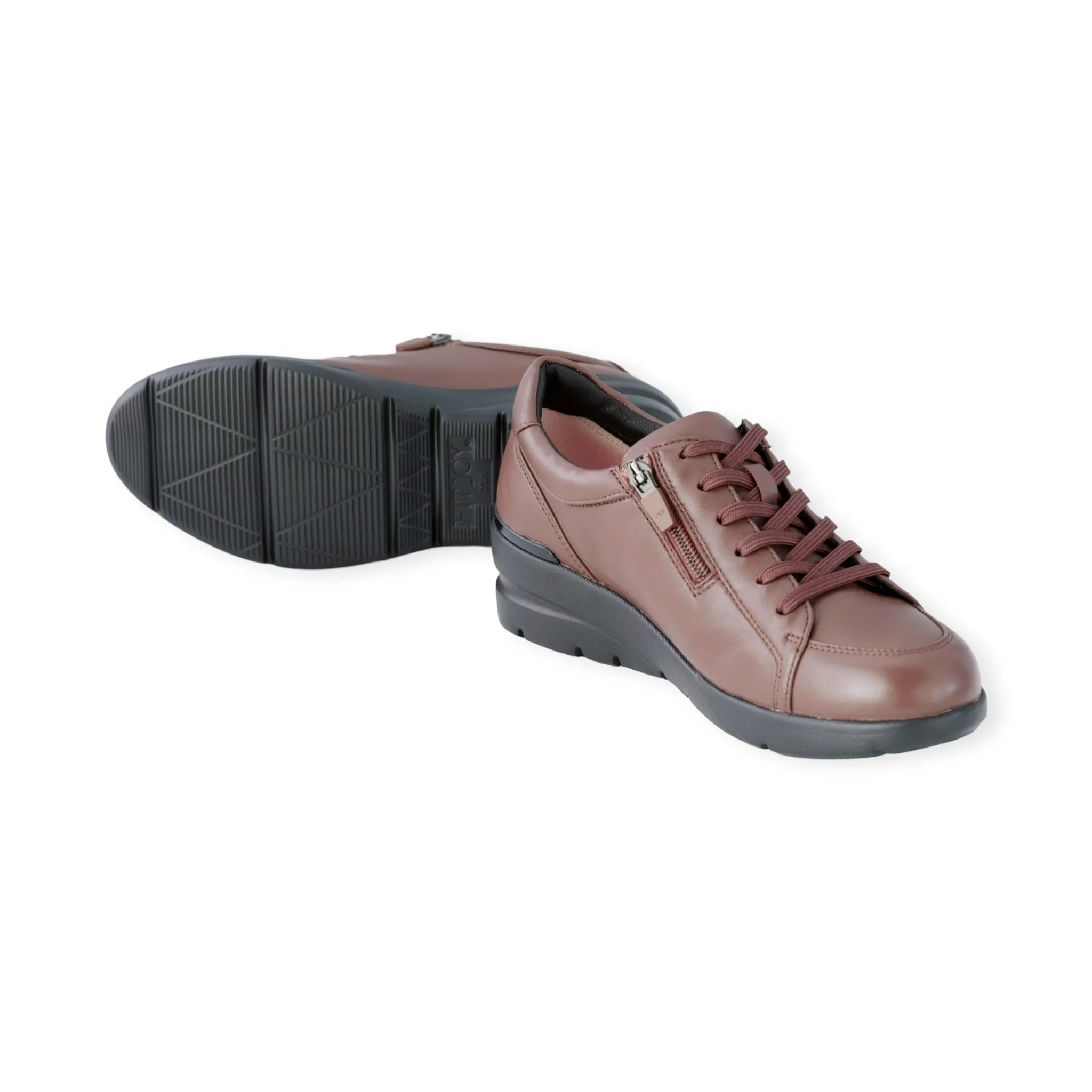 Sheepskin lace-up sneakers with zipper #FJ033