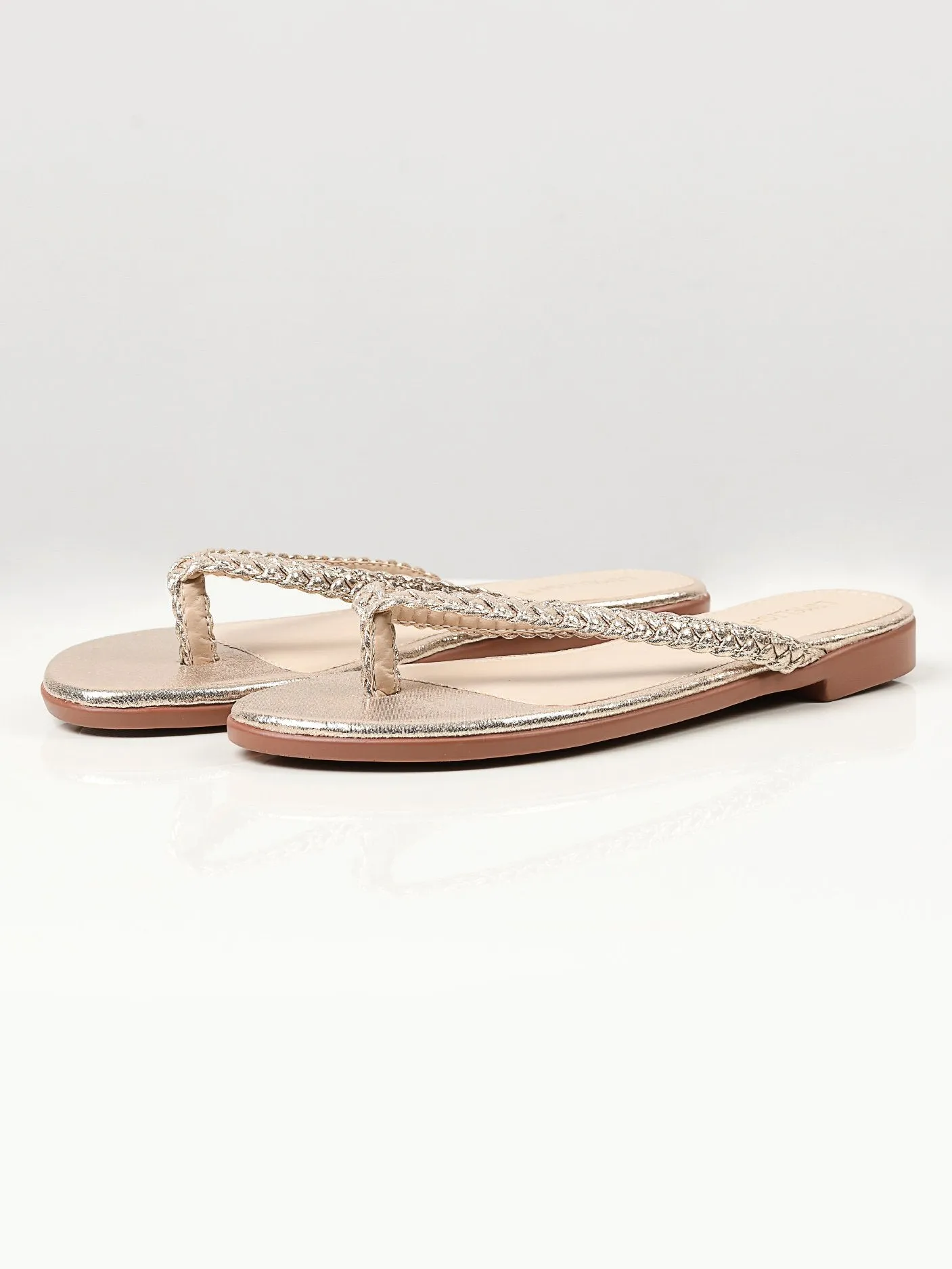 Shimmer Braided Flip Flops - Gold