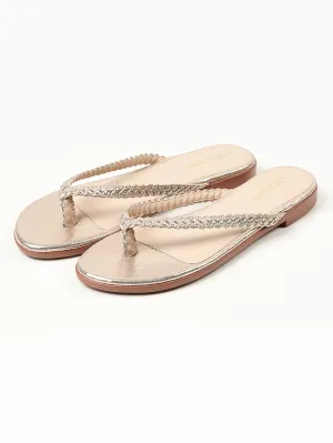 Shimmer Braided Flip Flops - Gold