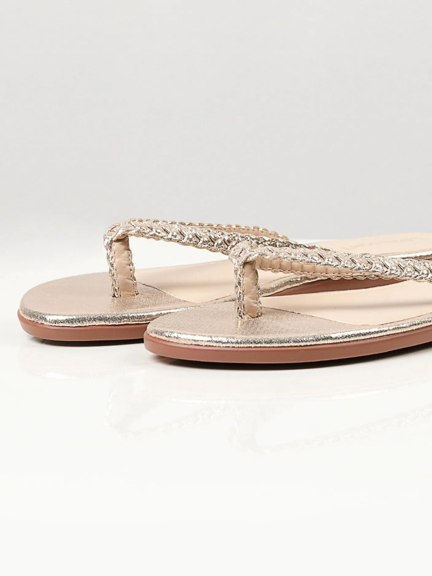 Shimmer Braided Flip Flops - Gold